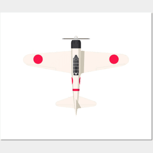 White A6M Zero 2D plane Posters and Art